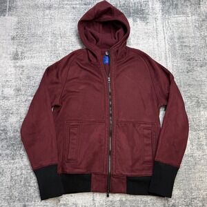 EFM Donrad Duncan Jacket Adult Medium Maroon Faux Suede Bomber Hoodie Zip Up